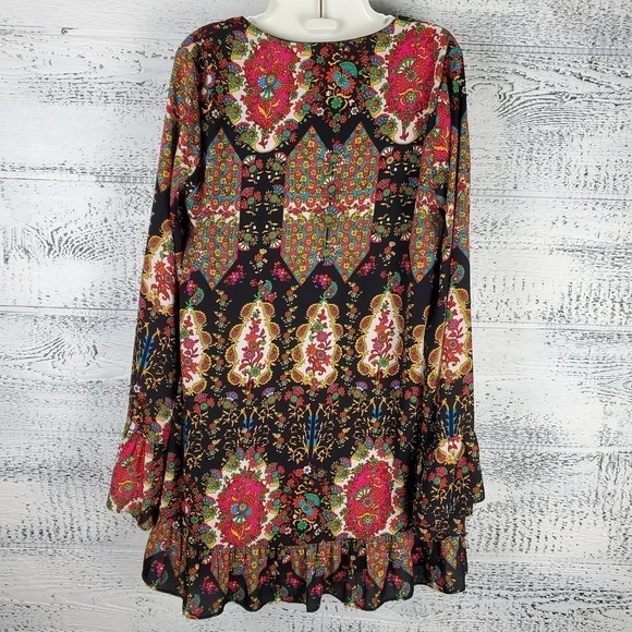 Show Me Your Mumu Margot Mini Dress Merry Marigold Mini Bell Sleeves Size Small - Picture 6 of 10
